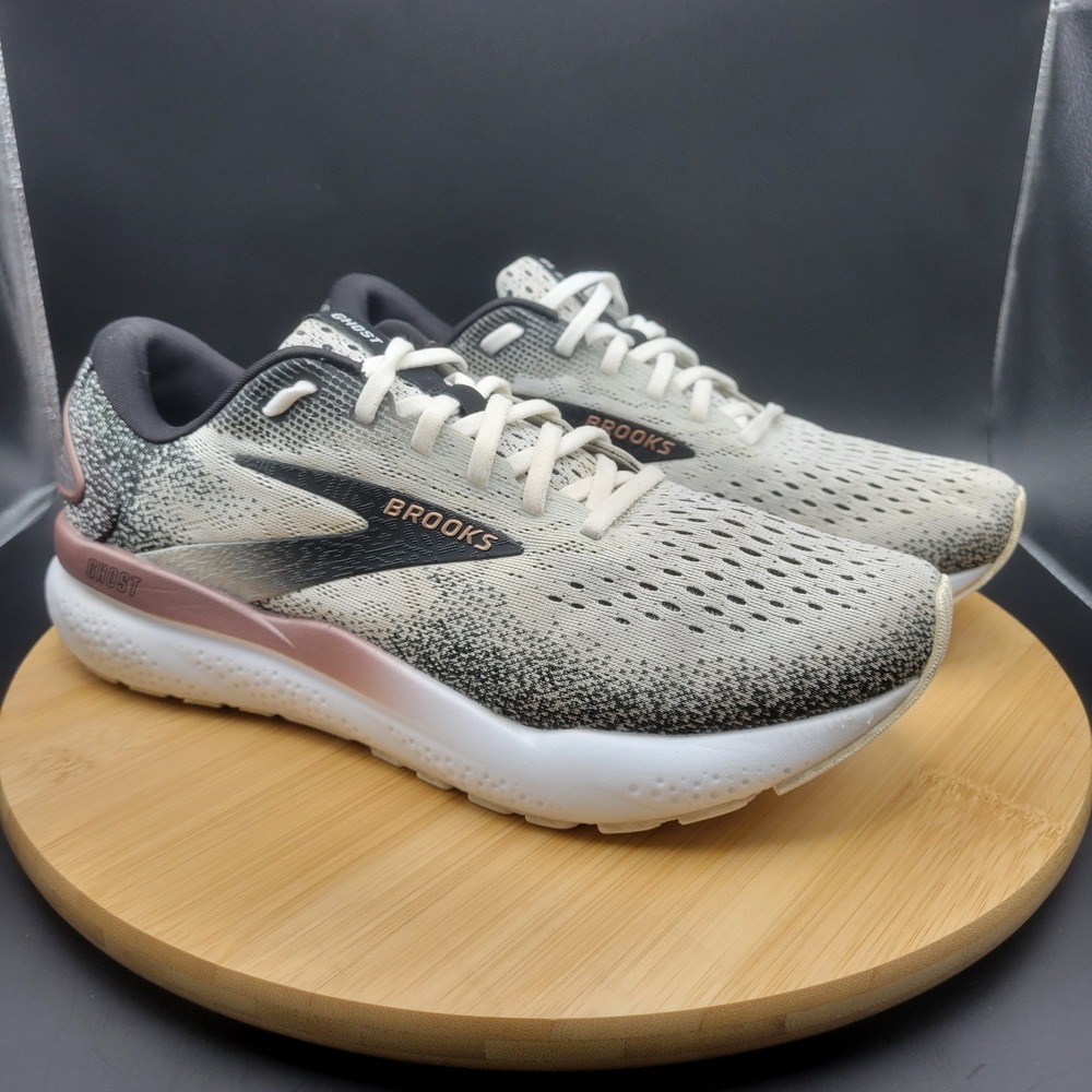 Brooks Ghost 16 Womens Running Shoes Cream Black Rose Gold 1204071B105 Size 10